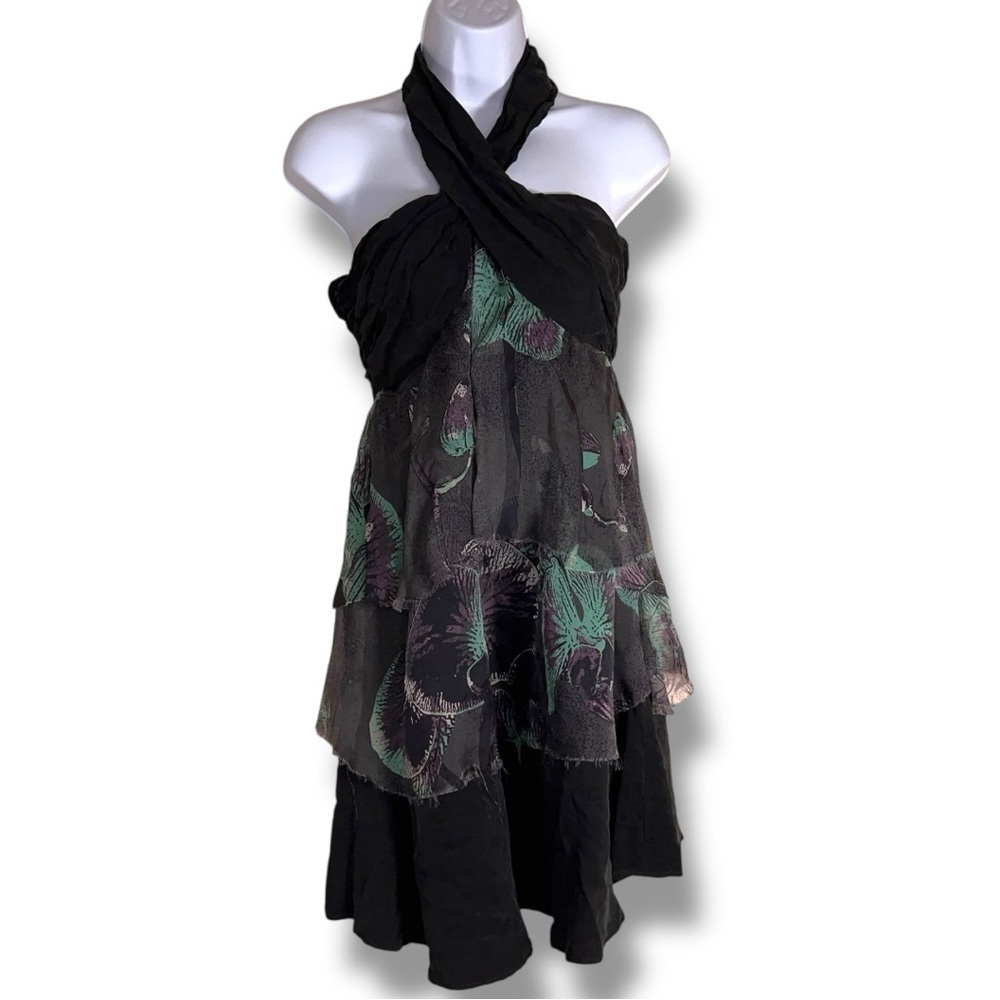 New XS Objects Without Meaning Dress Halter Style Boho Sleeveless Layered